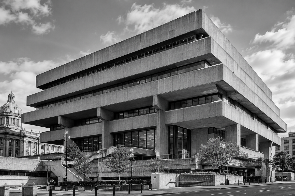 Birmingham Central Library Brutalist building designed by John Madin in Birmingham, England