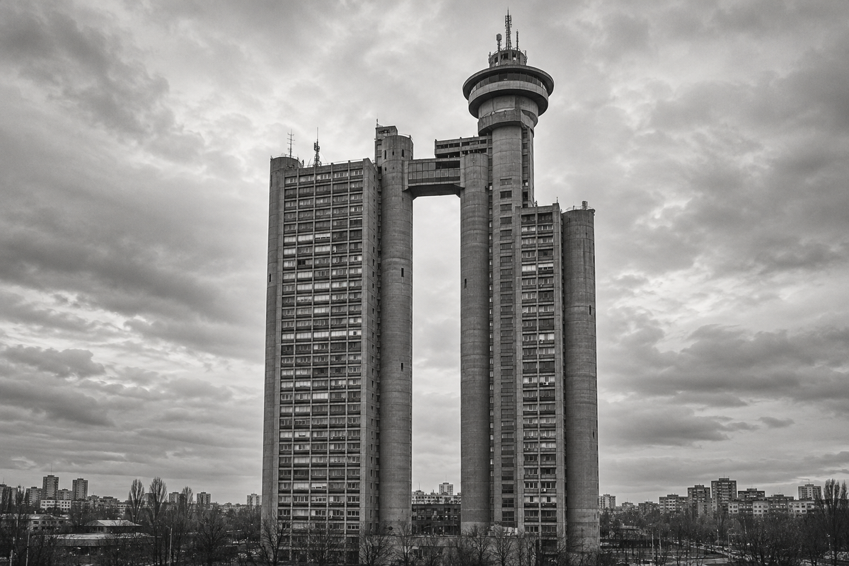 architectural illustration of Genex Tower in Belgrade, Serbia.