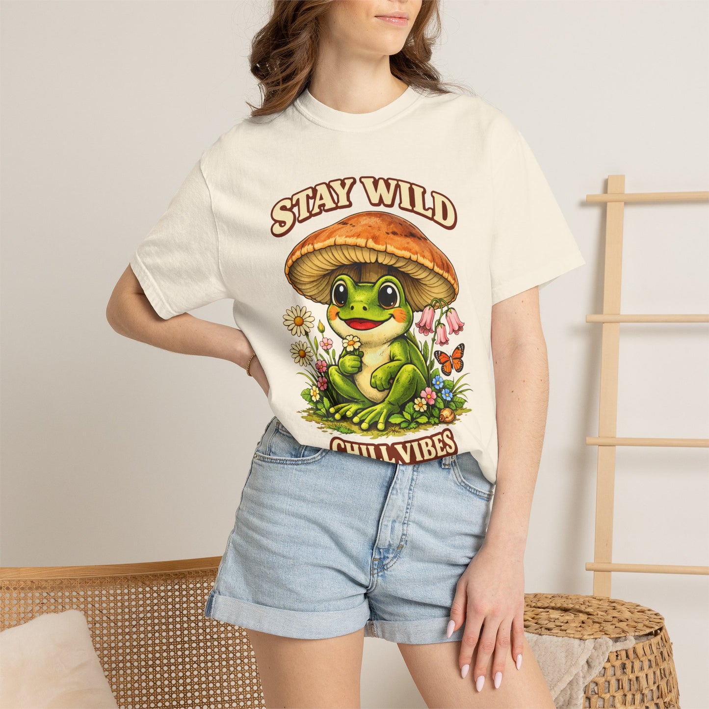 Stay Wild Chill Vibes Frog T-Shirt - Retro Cottagecore Froggy Tee