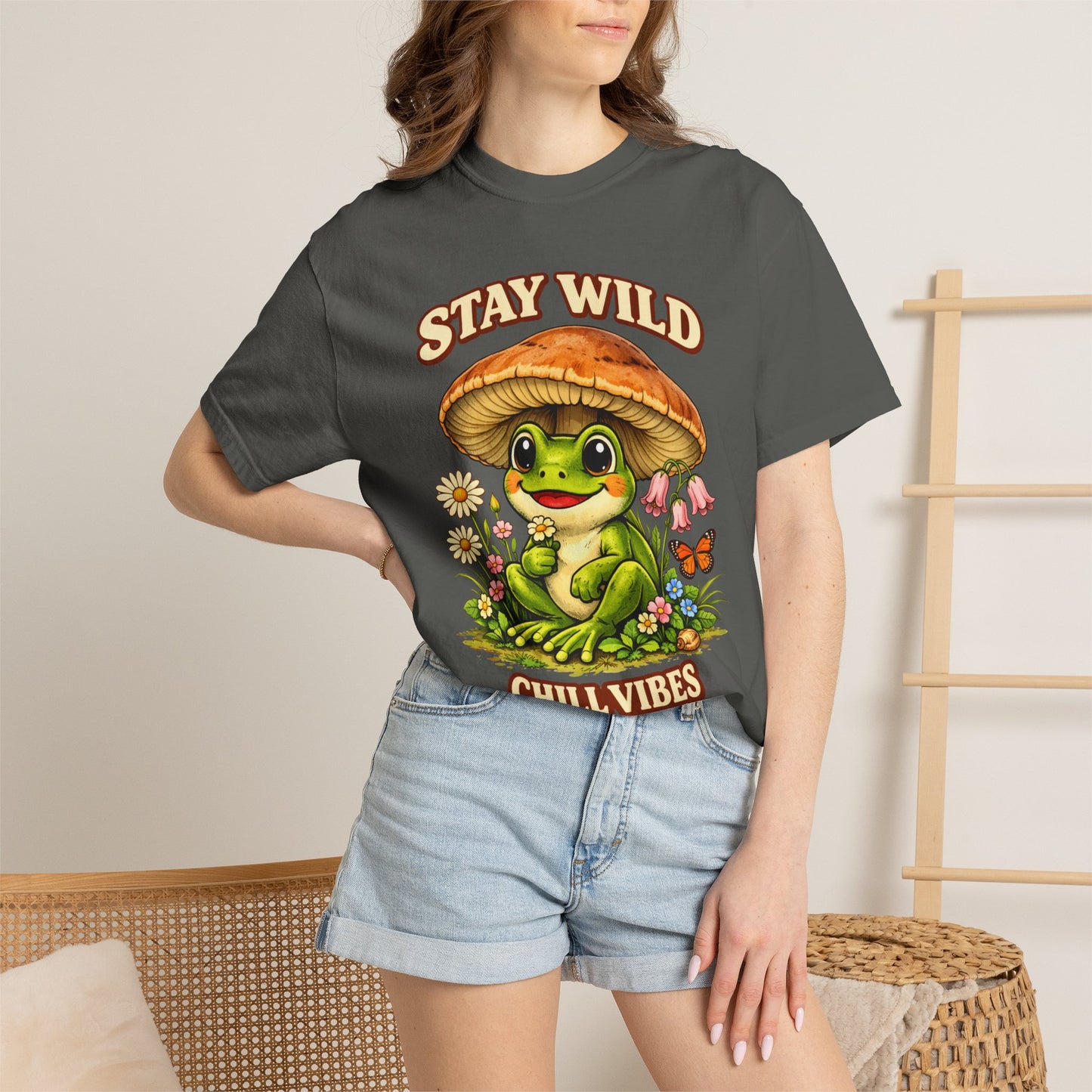 Stay Wild Chill Vibes Frog T-Shirt - Retro Cottagecore Froggy Tee