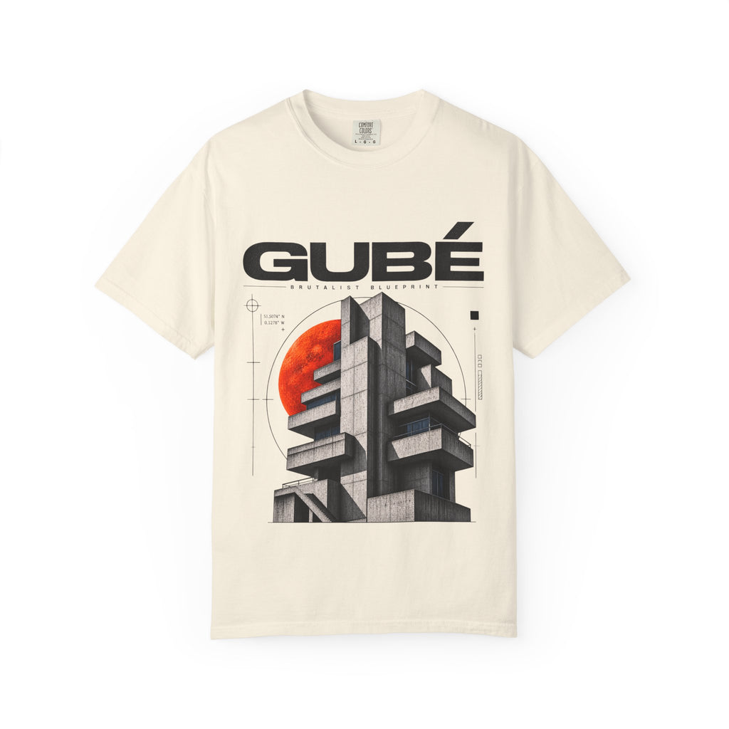 GUBÉ Brutalist Blueprint Tee — Architectural Graphic T-Shirt