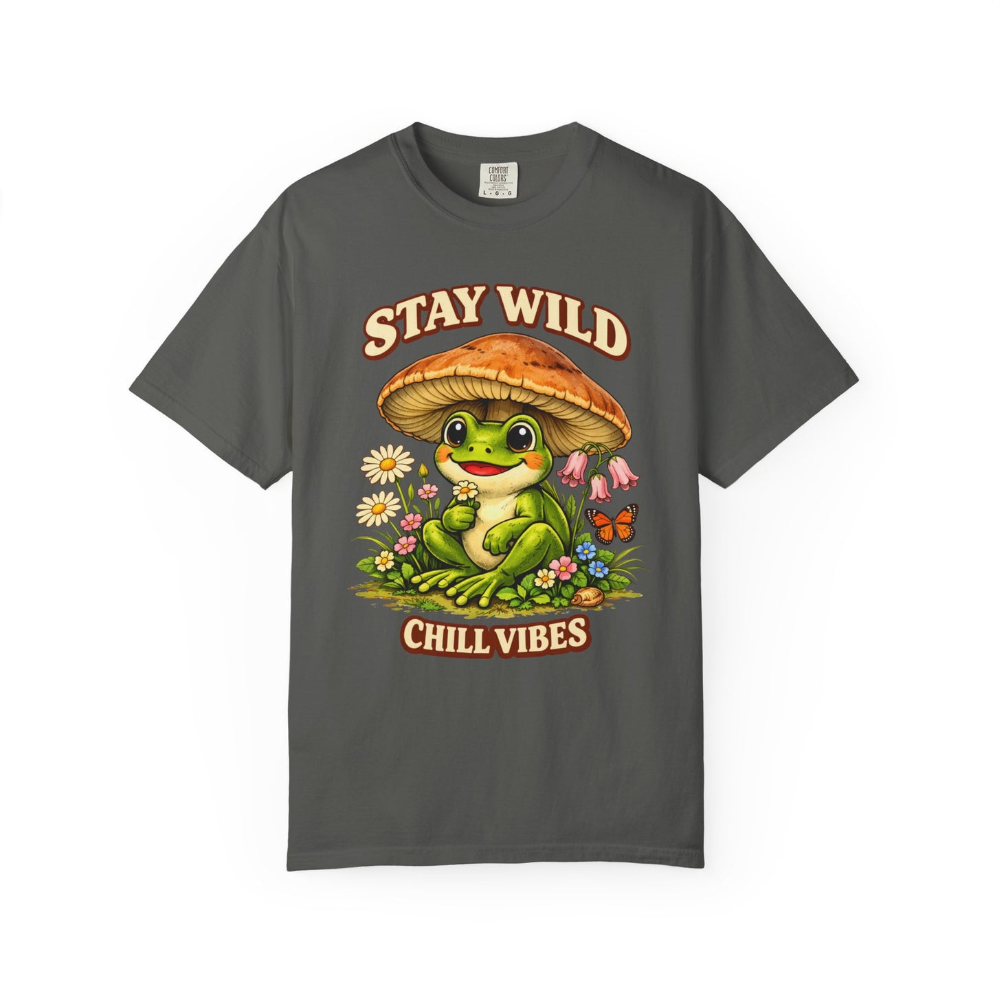 Stay Wild Chill Vibes Frog T-Shirt - Retro Cottagecore Froggy Tee