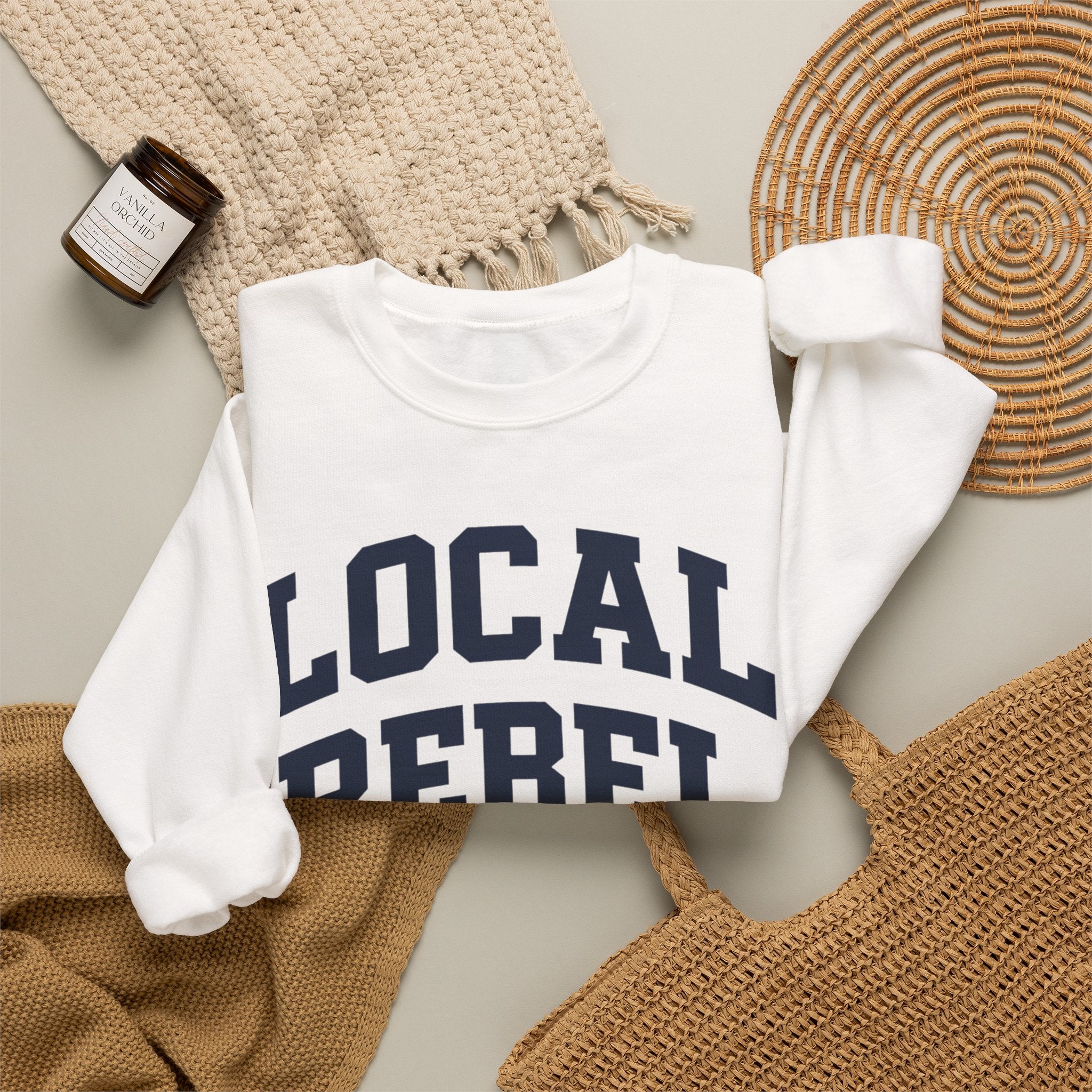 Local Rebel Crewneck Sweatshirt — Classic Varsity Graphic Pullover