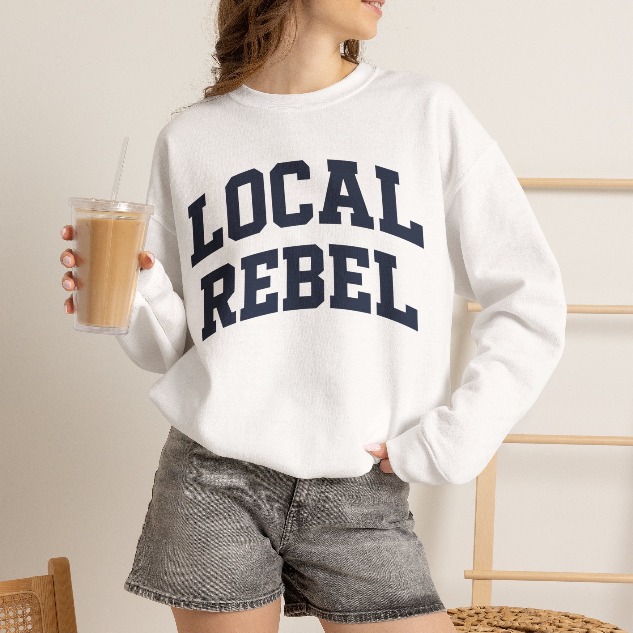 Local Rebel Crewneck Sweatshirt — Classic Varsity Graphic Pullover