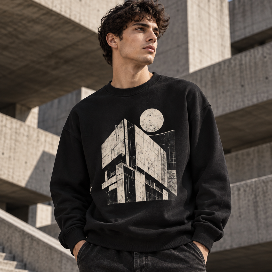 Brutalist Architecture Sweatshirt – Vintage Building Graphic Crewneck